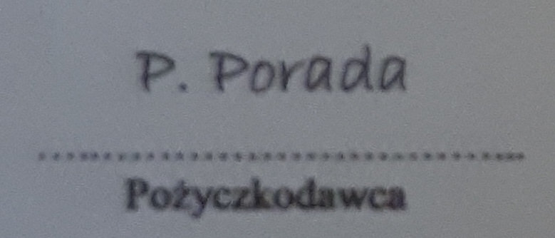 Pomoc Kredytowa - podpis pożyczkodawcy